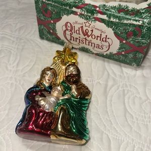 Old World Christmas Holy Family Ornament 5.5” Religious Heavenly,Glass,NIB Retro